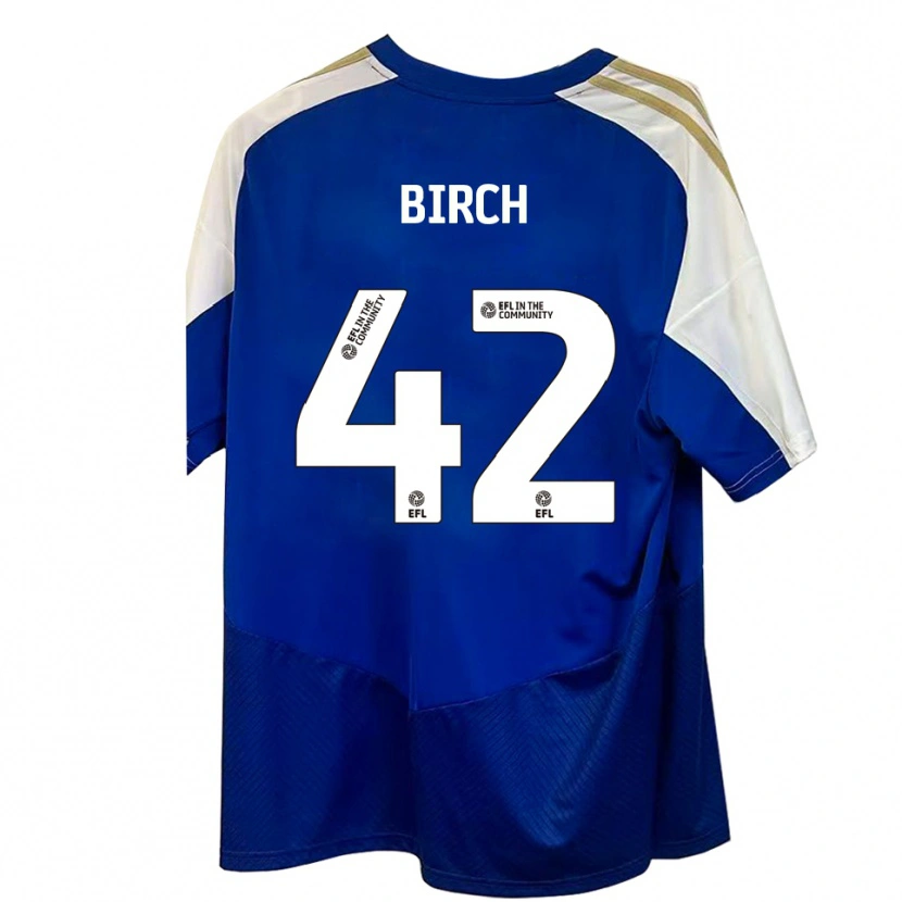 Danxen Homem Camisola George Birch #42 Azul Branco Dourado Alternativa 2025/26 Camisa
