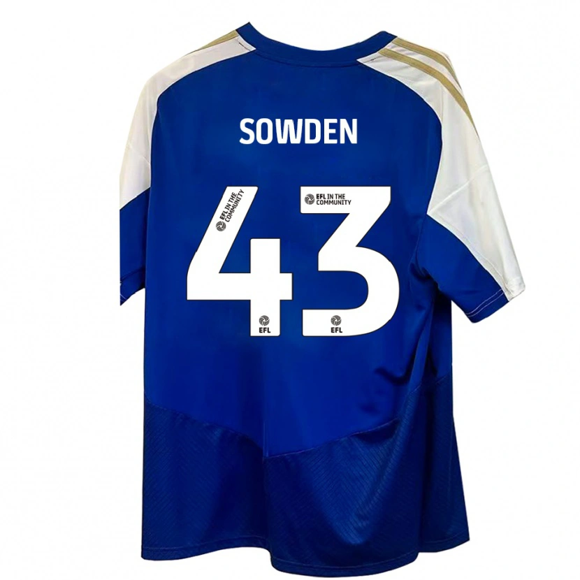 Danxen Homem Camisola Andrew Sowden #43 Azul Branco Dourado Alternativa 2025/26 Camisa