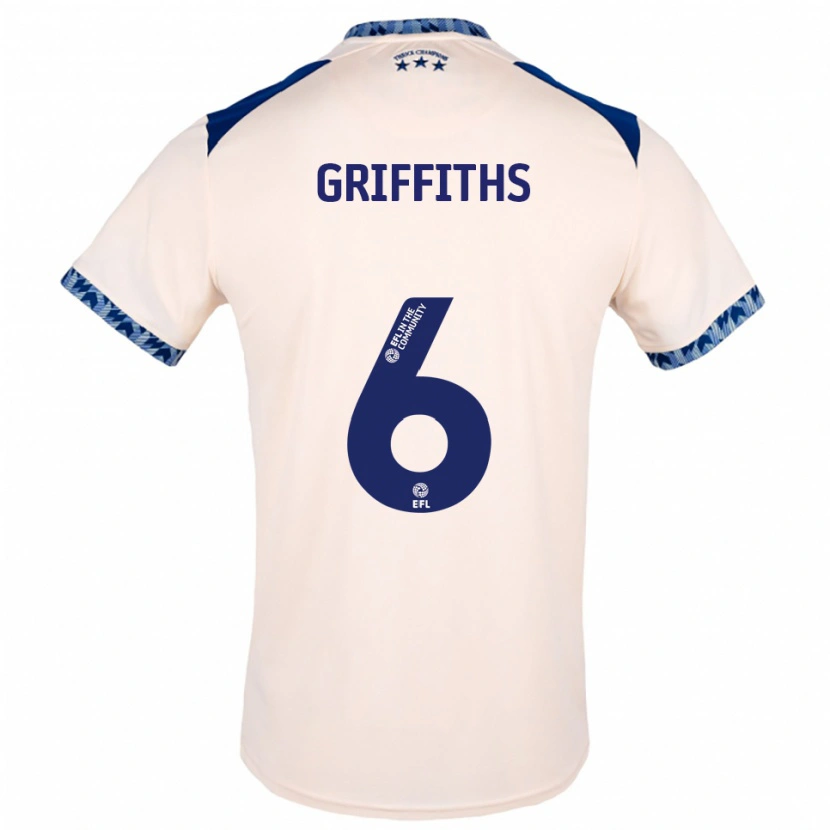 Danxen Homem Camisola Lauren Griffiths #6 Branco Sujo Azul Marinho Alternativa 2025/26 Camisa