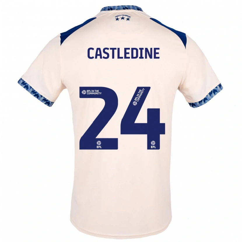 Danxen Homem Camisola Leo Castledine #24 Branco Sujo Azul Marinho Alternativa 2025/26 Camisa