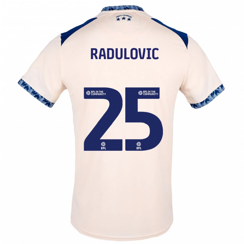 Danxen Homem Camisola Bojan Radulović #25 Branco Sujo Azul Marinho Alternativa 2025/26 Camisa