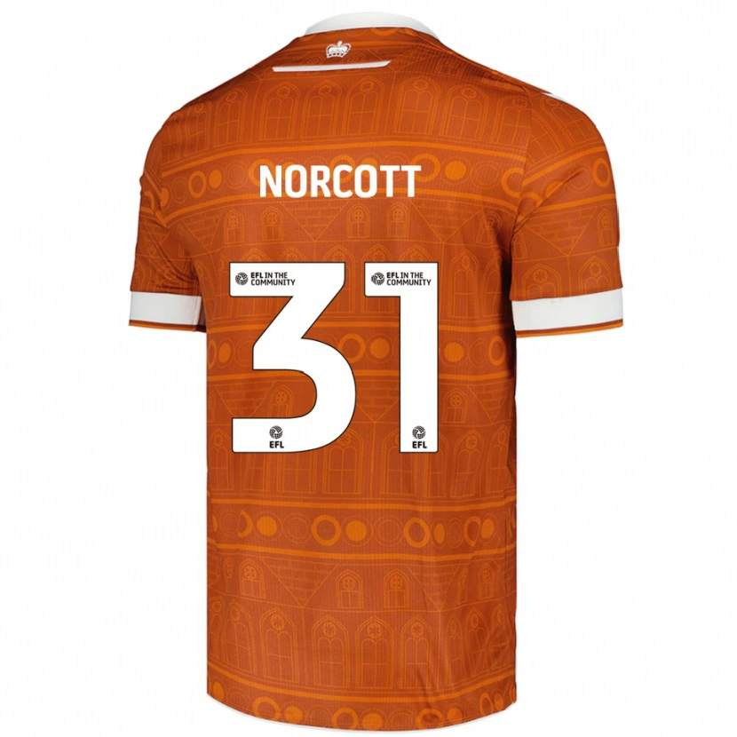 Danxen Homem Camisola Tom Norcott #31 Laranja Branco Alternativa 2025/26 Camisa
