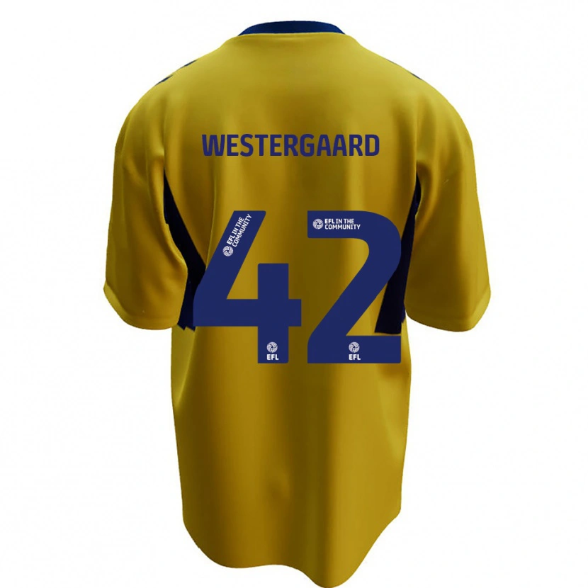 Danxen Homem Camisola Magnus Westergaard #42 Amarelo Azul Alternativa 2025/26 Camisa
