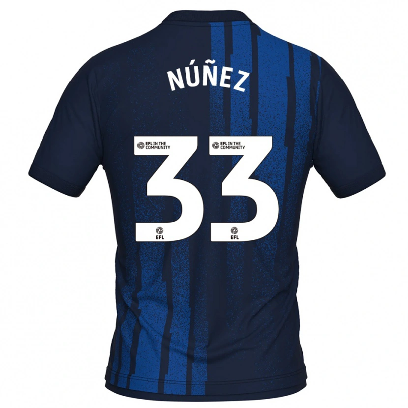 Danxen Homem Camisola Anthony Núñez #33 Azul Marinho Branco Alternativa 2025/26 Camisa