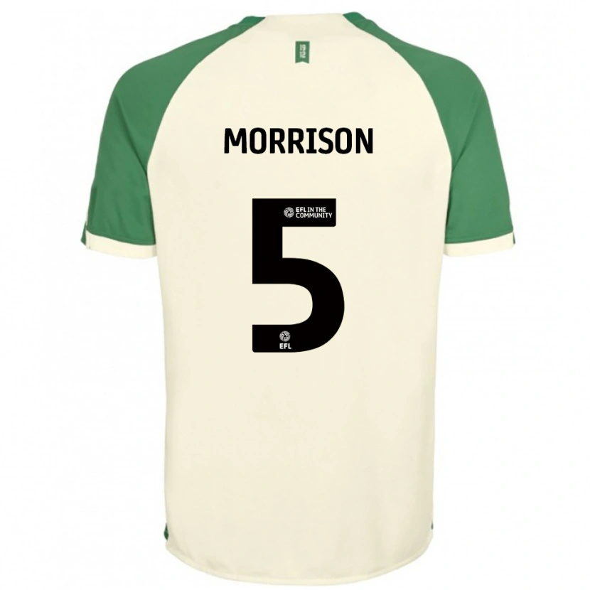 Danxen Homem Camisola Michael Morrison #5 Branco Sujo Verde Alternativa 2025/26 Camisa