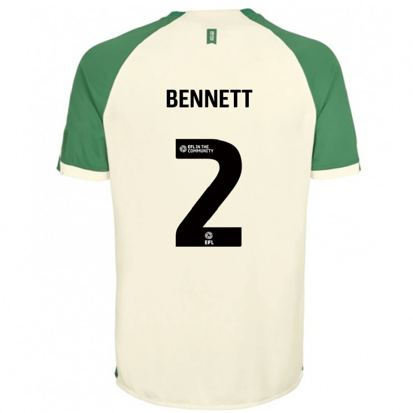 Danxen Homem Camisola Liam Bennett #2 Branco Sujo Verde Alternativa 2025/26 Camisa