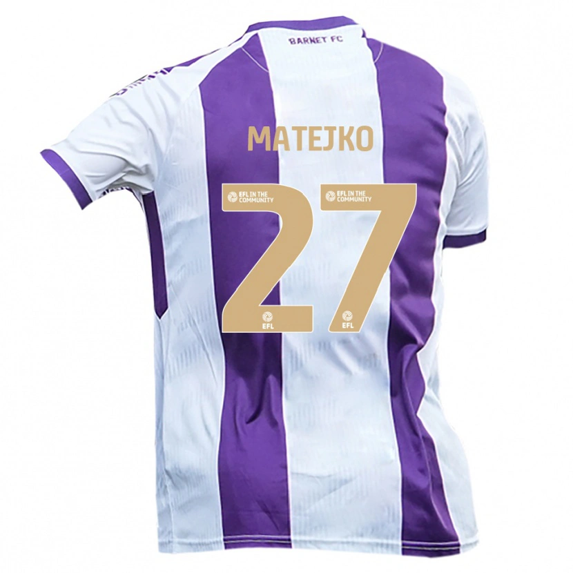 Danxen Homem Camisola Patrick Matejko #27 Branco Roxo Alternativa 2025/26 Camisa