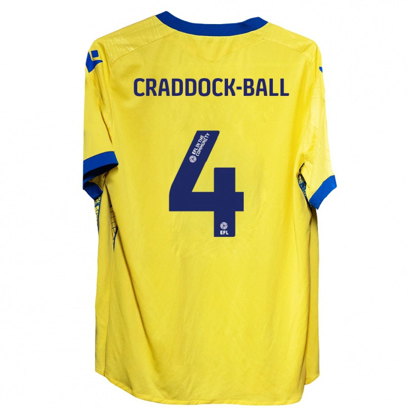 Danxen Homem Camisola Cassie Craddock-Ball #4 Amarelo Azul Alternativa 2025/26 Camisa