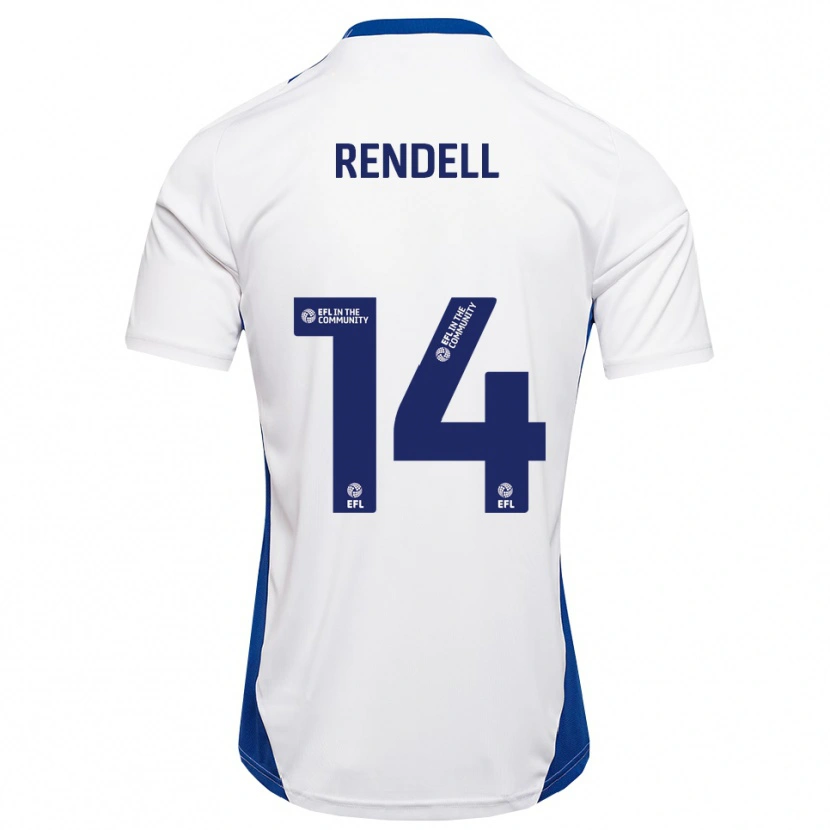 Danxen Homem Camisola Louis Rendell #14 Branco Azul Alternativa 2025/26 Camisa