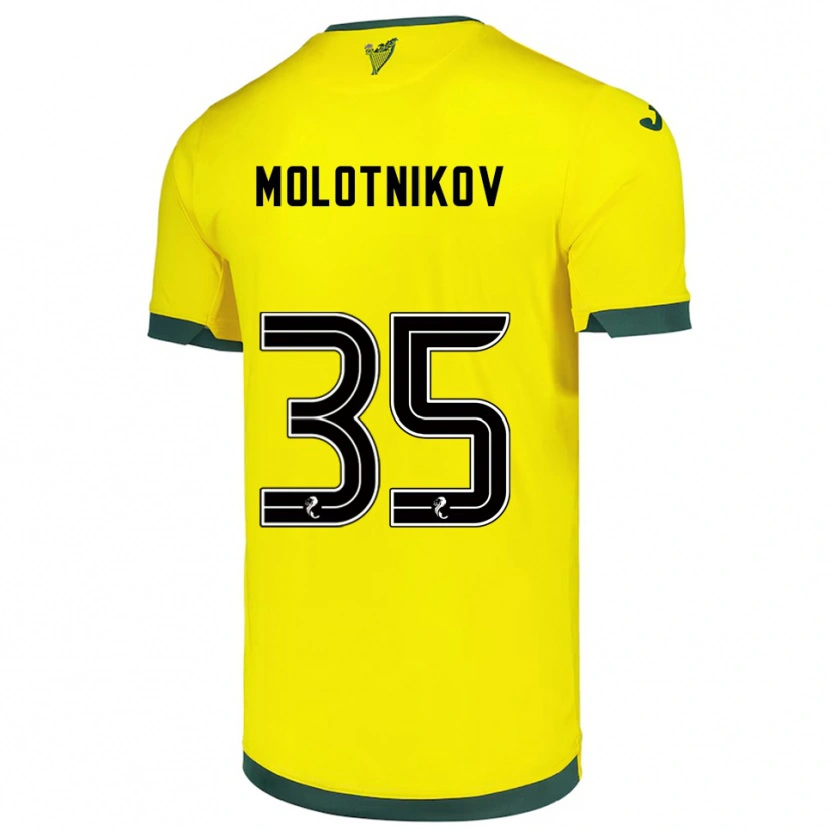 Danxen Homem Camisola Rudi Molotnikov #35 Amarelo Verde Alternativa 2025/26 Camisa