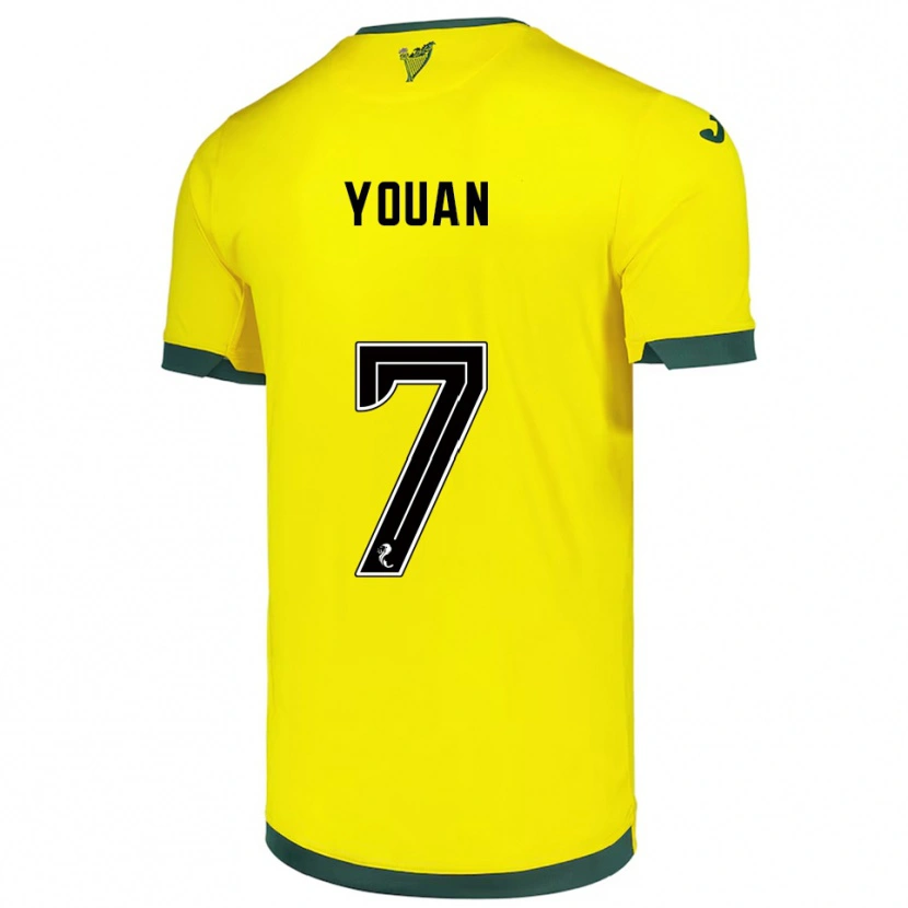 Danxen Homem Camisola Élie Youan #7 Amarelo Verde Alternativa 2025/26 Camisa