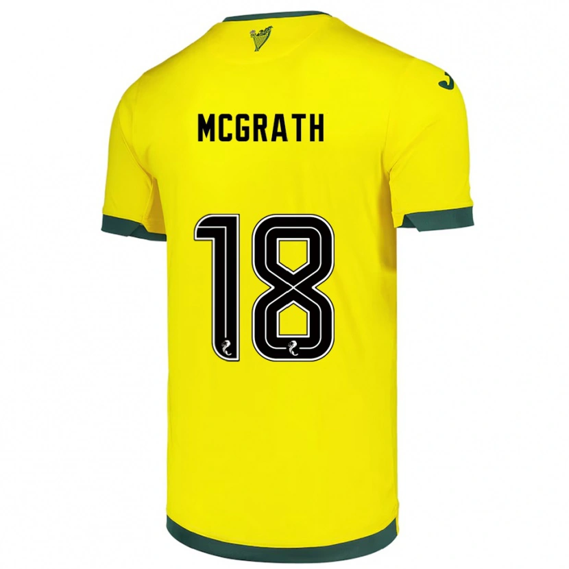 Danxen Homem Camisola Joseph Mcgrath #18 Amarelo Verde Alternativa 2025/26 Camisa