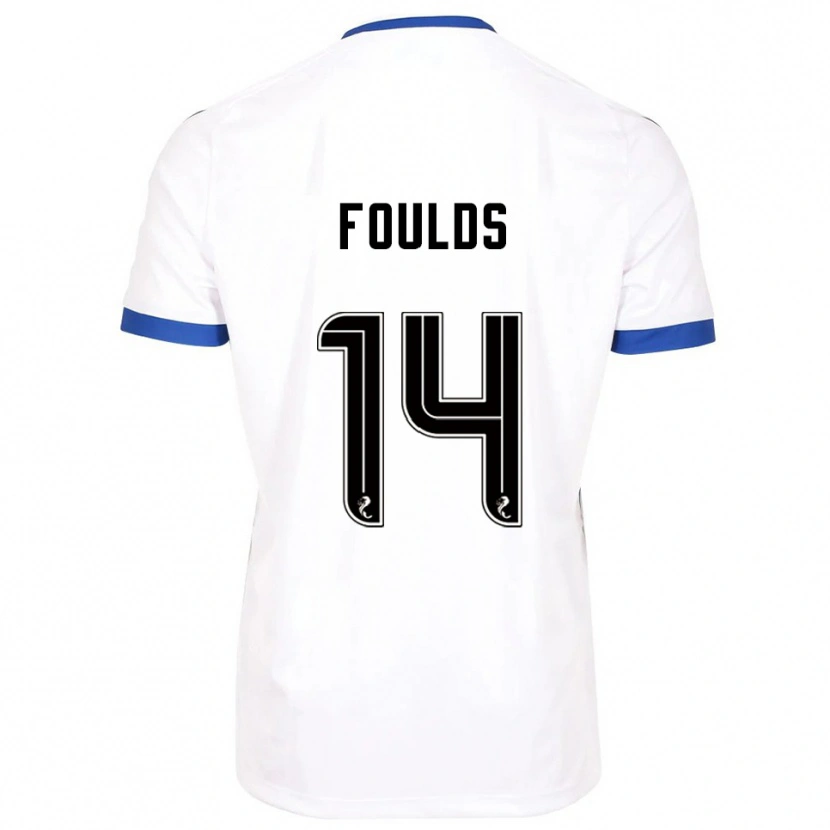 Danxen Homem Camisola Matty Foulds #14 Branco Azul Alternativa 2025/26 Camisa