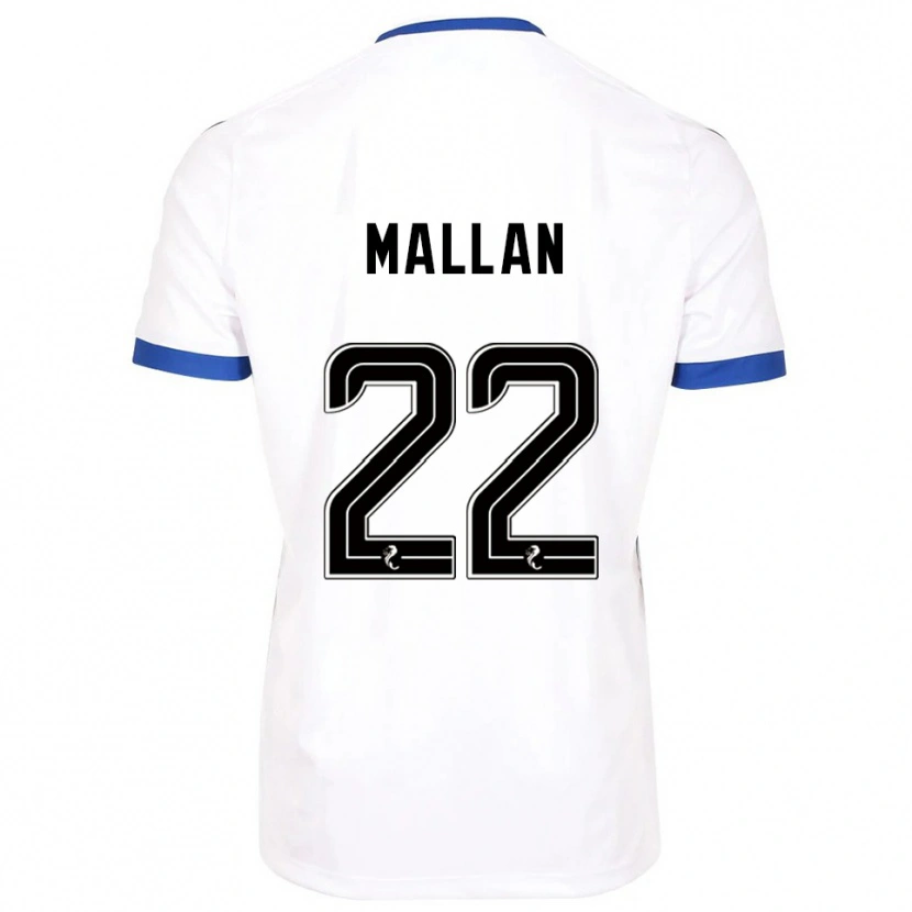 Danxen Homem Camisola Stevie Mallan #22 Branco Azul Alternativa 2025/26 Camisa