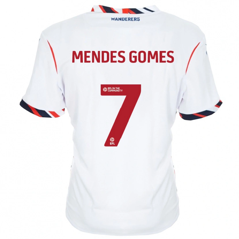 Danxen Mulher Camisola Carlos Mendes #7 Branco Vermelho Principal 2025/26 Camisa