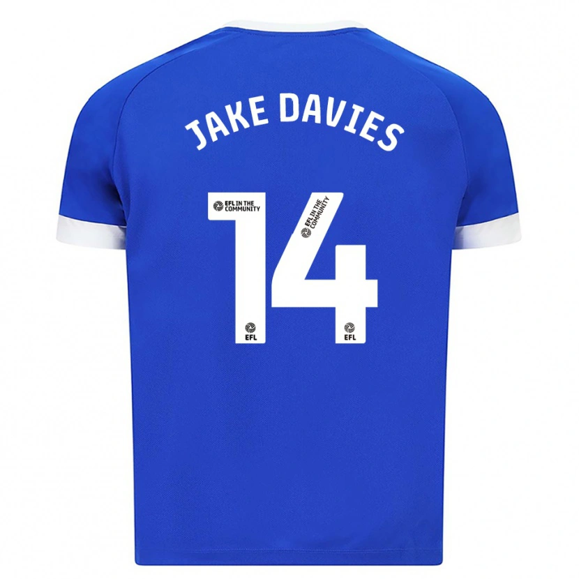Danxen Mulher Camisola Jake Davies #14 Azul Branco Principal 2025/26 Camisa