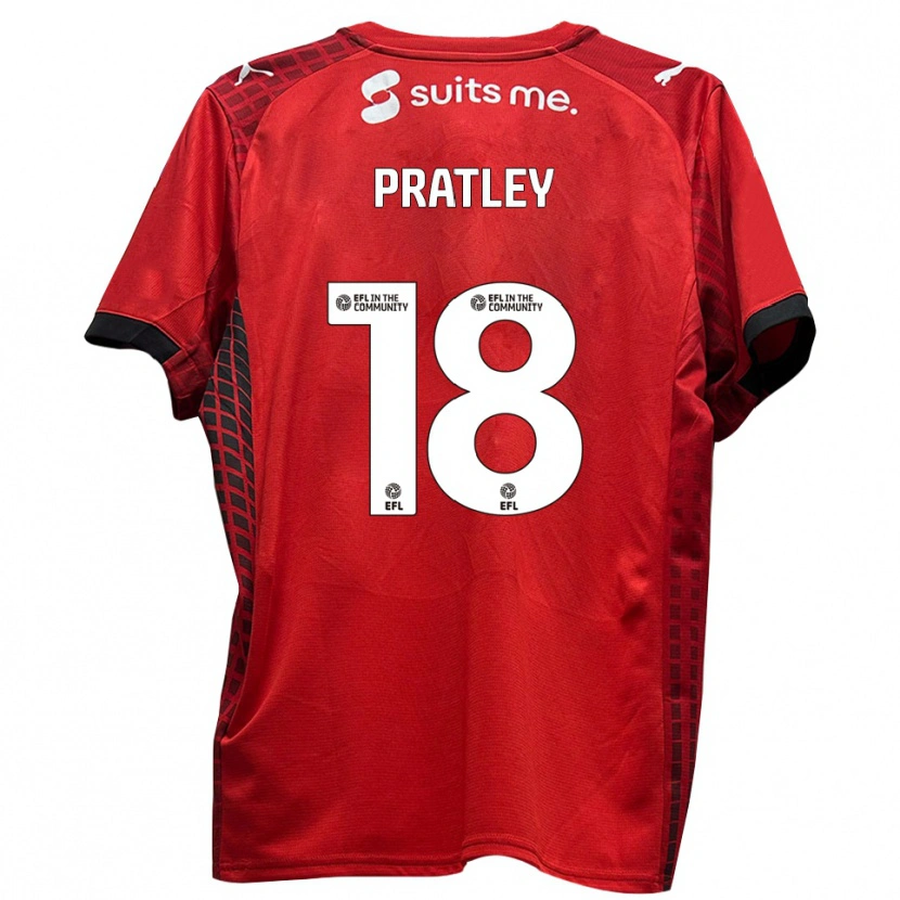 Danxen Mulher Camisola Darren Pratley #18 Vermelho Preto Principal 2025/26 Camisa