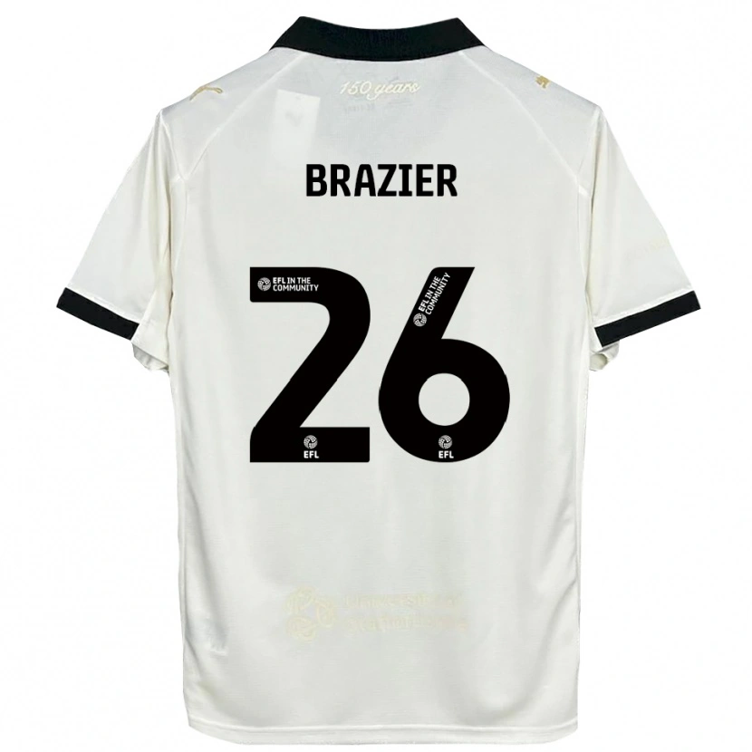 Danxen Mulher Camisola Liam Brazier #26 Branco Sujo Preto Principal 2025/26 Camisa