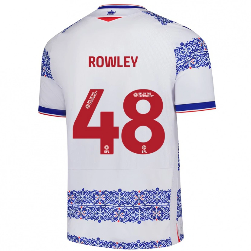 Danxen Mulher Camisola Matthew Rowley #48 Branco Azul Principal 2025/26 Camisa