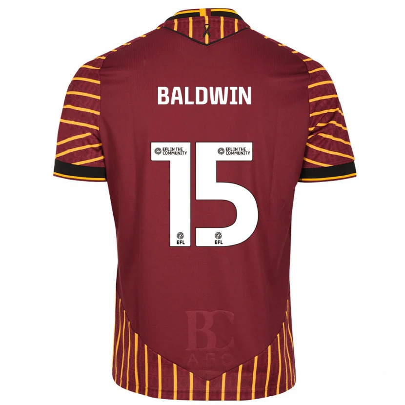 Danxen Mulher Camisola Aden Baldwin #15 Laranja Vinho Principal 2025/26 Camisa