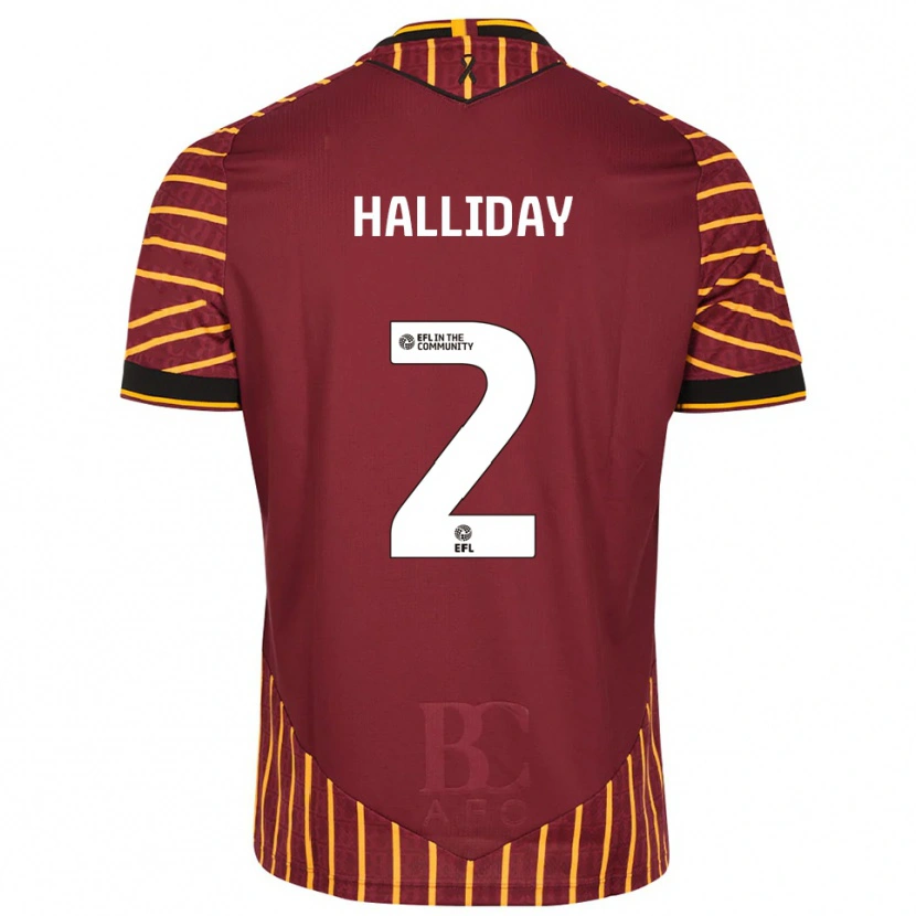 Danxen Mulher Camisola Brad Halliday #2 Laranja Vinho Principal 2025/26 Camisa