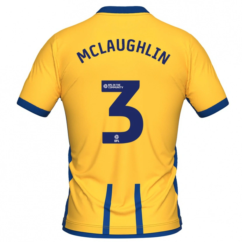 Danxen Mulher Camisola Stephen Mclaughlin #3 Amarelo Azul Principal 2025/26 Camisa