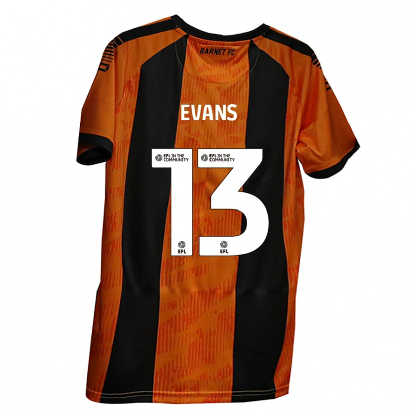 Danxen Mulher Camisola Owen Evans #13 Laranja Preto Principal 2025/26 Camisa