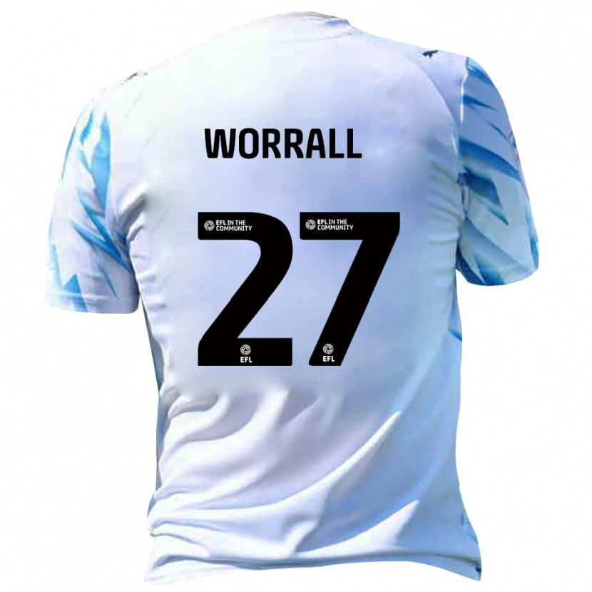 Danxen Mulher Camisola David Worrall #27 Branco Azul Celeste Principal 2025/26 Camisa