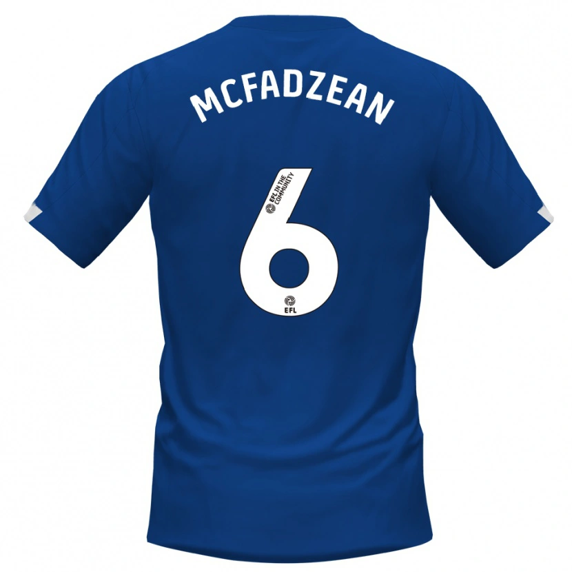 Danxen Mulher Camisola Kyle Mcfadzean #6 Azul Branco Principal 2025/26 Camisa
