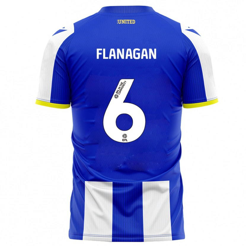 Danxen Mulher Camisola Tom Flanagan #6 Azul Branco Principal 2025/26 Camisa