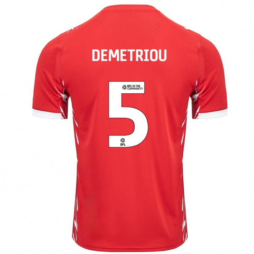 Danxen Mulher Camisola Mickey Demetriou #5 Vermelho Branco Principal 2025/26 Camisa