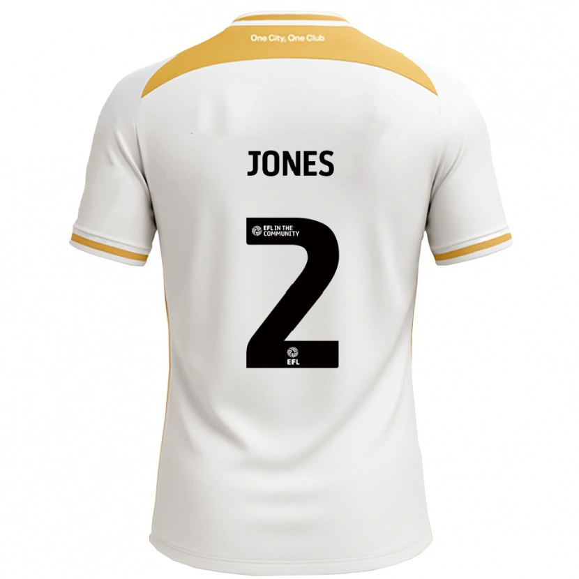 Danxen Mulher Camisola Gethin Jones #2 Branco Dourado Principal 2025/26 Camisa