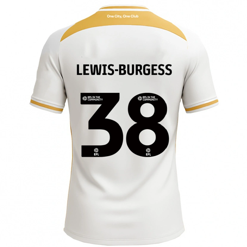 Danxen Mulher Camisola Keon Lewis-Burgess #38 Branco Dourado Principal 2025/26 Camisa