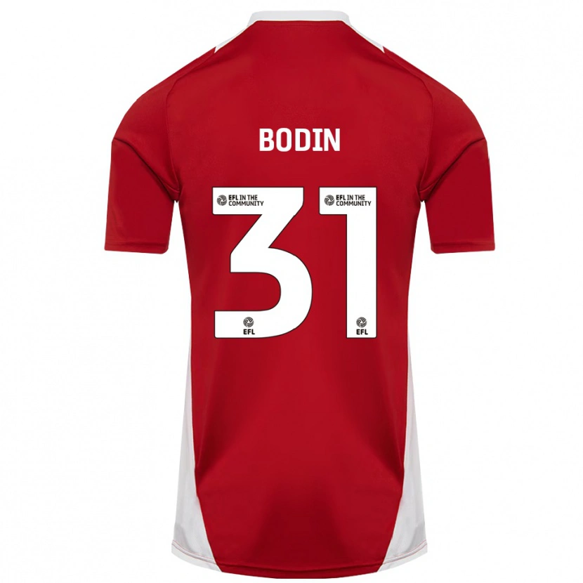 Danxen Mulher Camisola Billy Bodin #31 Vermelho Branco Dourado Principal 2025/26 Camisa