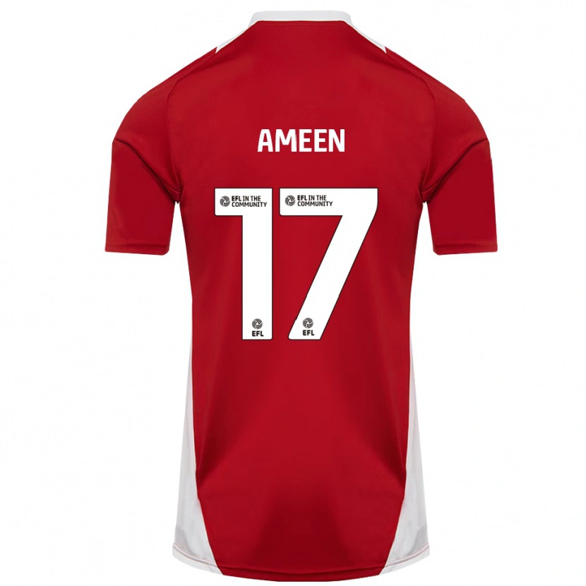 Danxen Mulher Camisola Botan Ameen #17 Vermelho Branco Dourado Principal 2025/26 Camisa