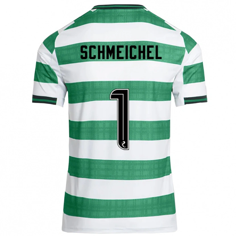 Danxen Mulher Camisola Kasper Schmeichel #1 Verde Branco Principal 2025/26 Camisa