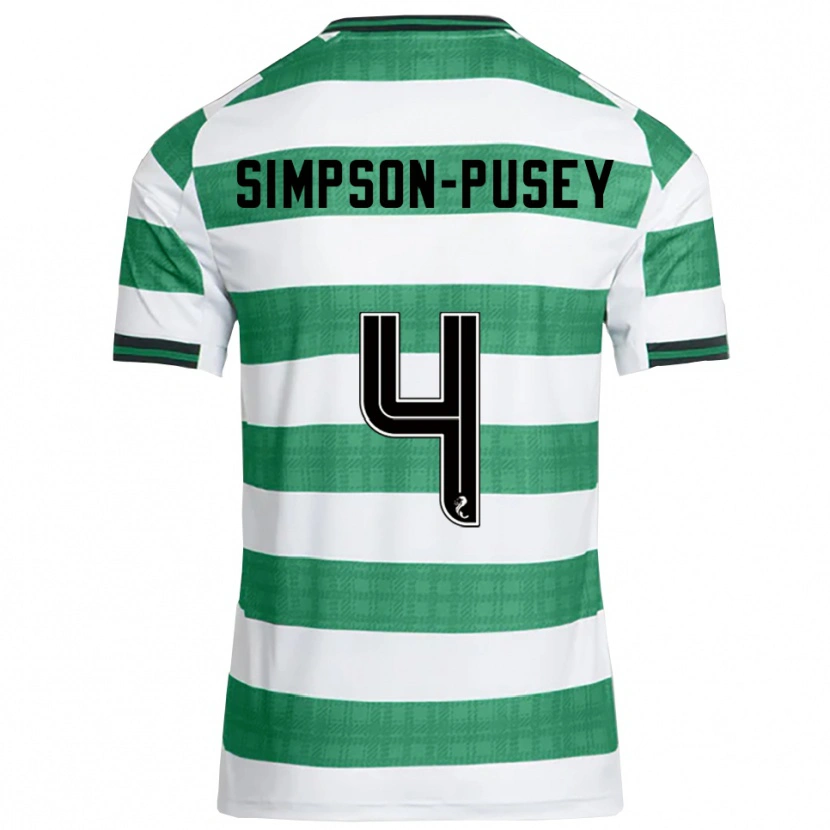 Danxen Mulher Camisola Jahmai Simpson-Pusey #4 Verde Branco Principal 2025/26 Camisa