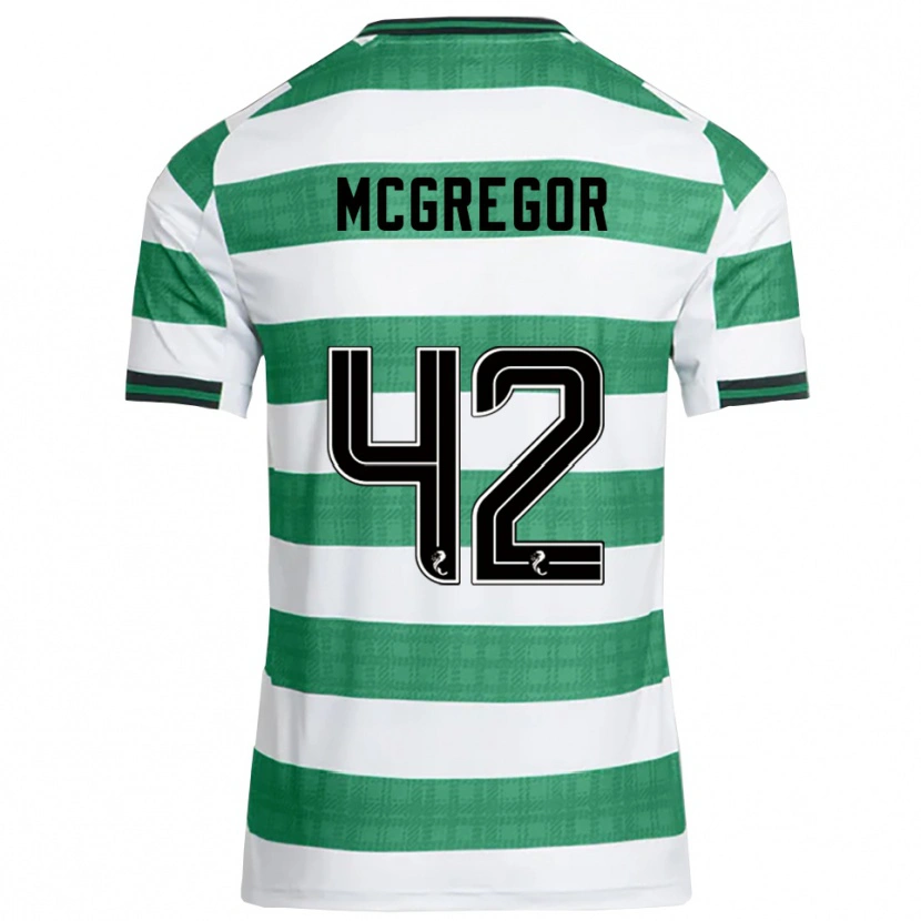 Danxen Mulher Camisola Callum Mcgregor #42 Verde Branco Principal 2025/26 Camisa