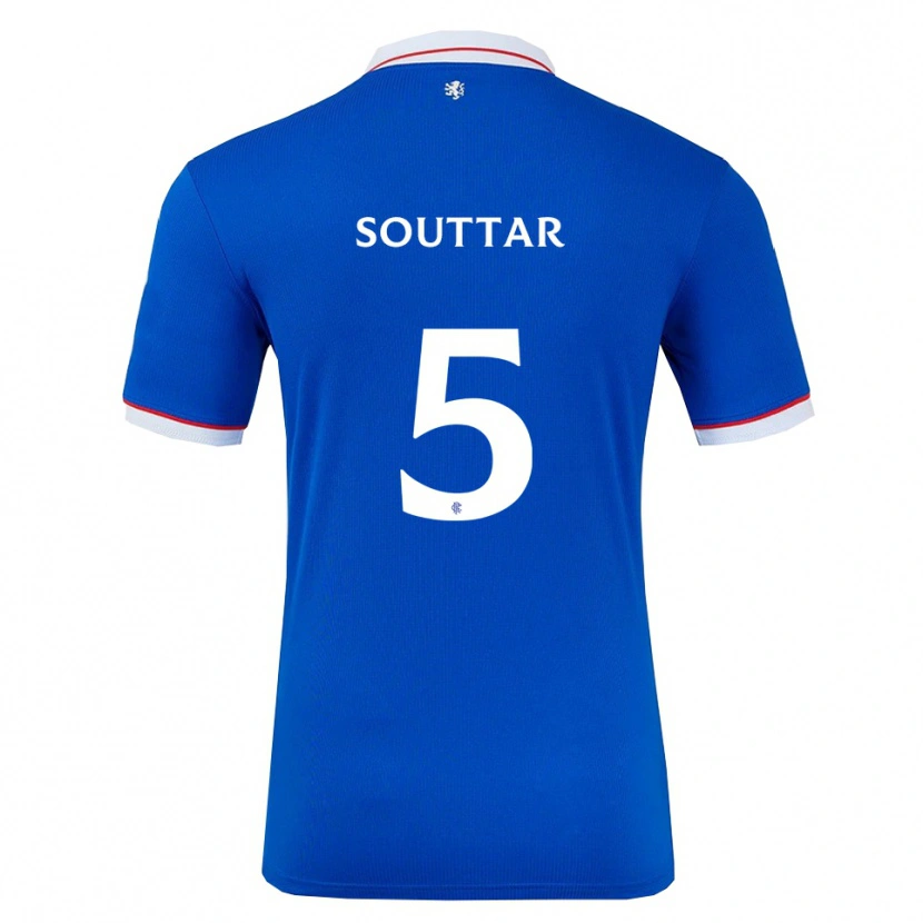 Danxen Mulher Camisola John Souttar #5 Azul Branco Principal 2025/26 Camisa