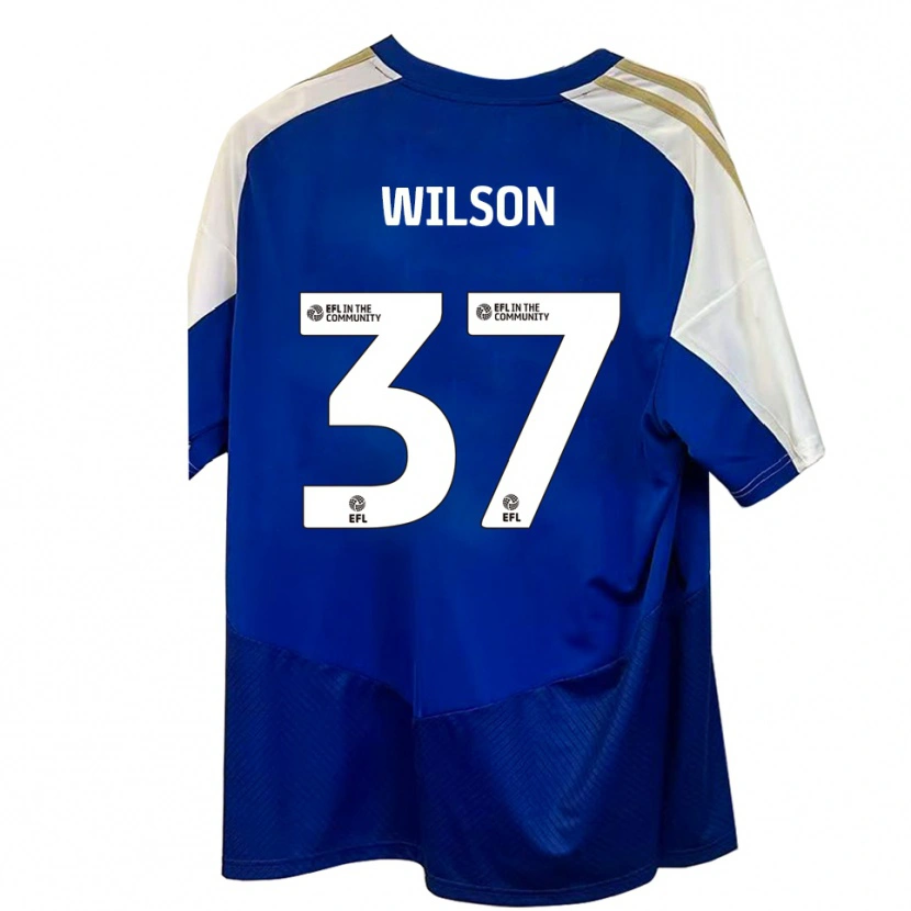 Danxen Mulher Camisola Kieran Wilson #37 Azul Branco Dourado Alternativa 2025/26 Camisa