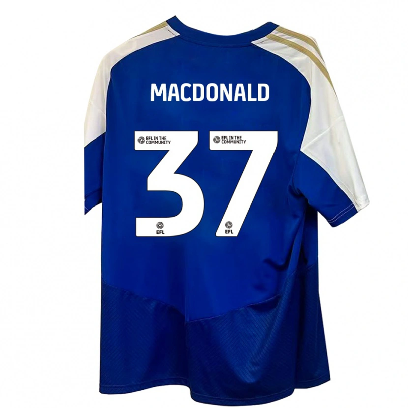Danxen Mulher Camisola Shaun Macdonald #37 Azul Branco Dourado Alternativa 2025/26 Camisa