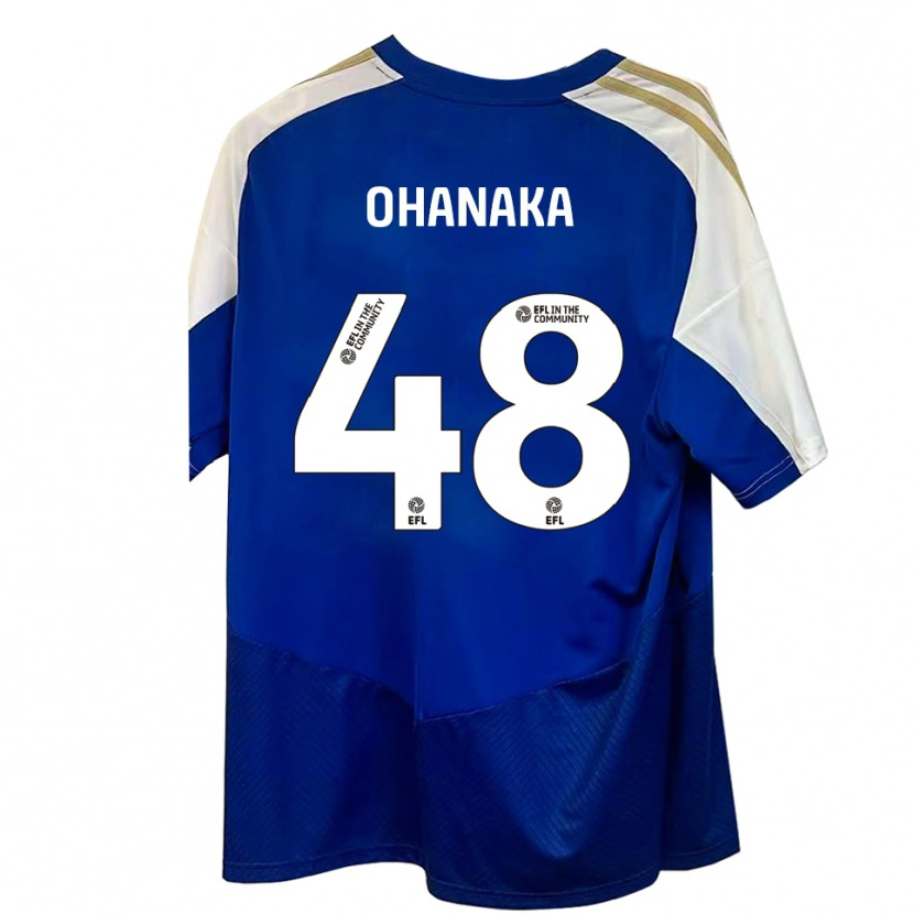 Danxen Mulher Camisola Santino Ohanaka #48 Azul Branco Dourado Alternativa 2025/26 Camisa