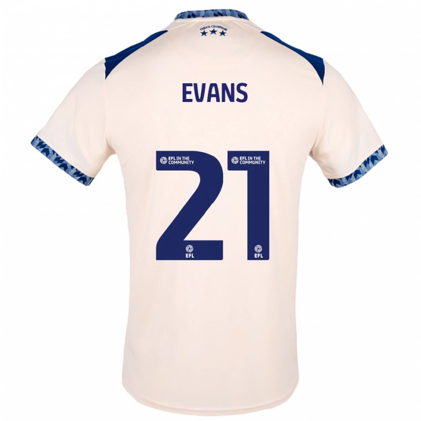 Danxen Mulher Camisola Antony Evans #21 Branco Sujo Azul Marinho Alternativa 2025/26 Camisa