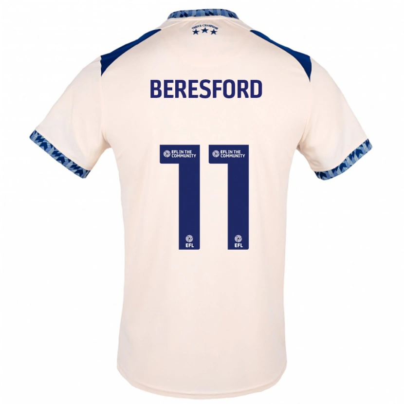 Danxen Mulher Camisola Rebecca Beresford #11 Branco Sujo Azul Marinho Alternativa 2025/26 Camisa