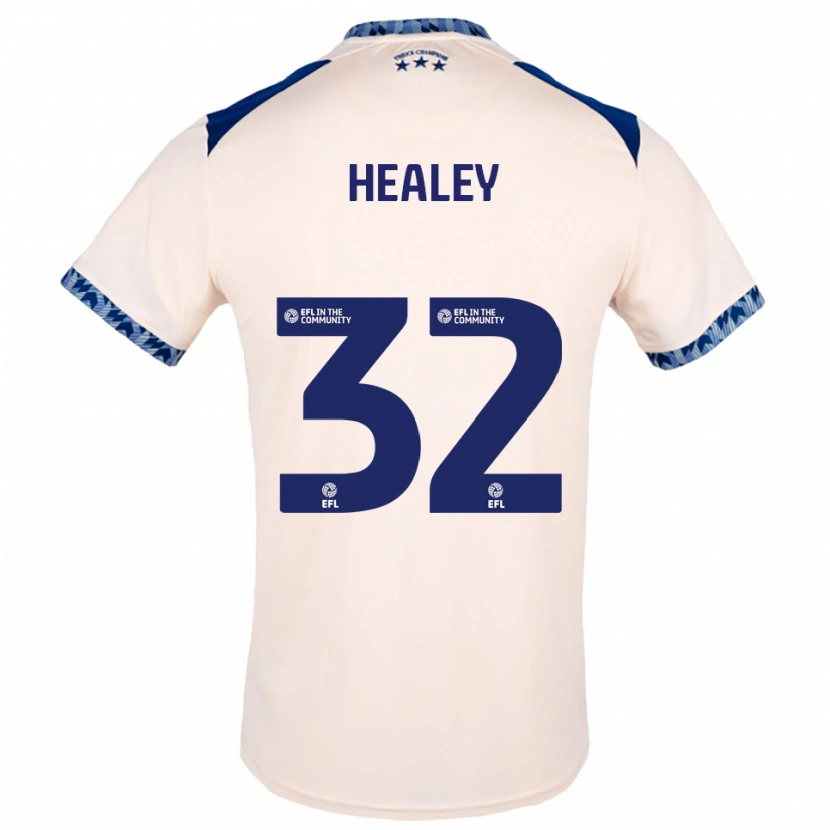 Danxen Mulher Camisola Rhys Healey #32 Branco Sujo Azul Marinho Alternativa 2025/26 Camisa