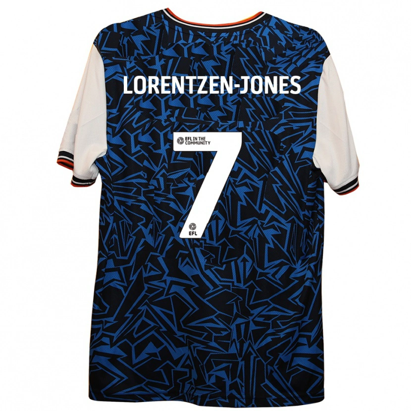 Danxen Mulher Camisola Jack Lorentzen-Jones #7 Azul Preto Branco Alternativa 2025/26 Camisa