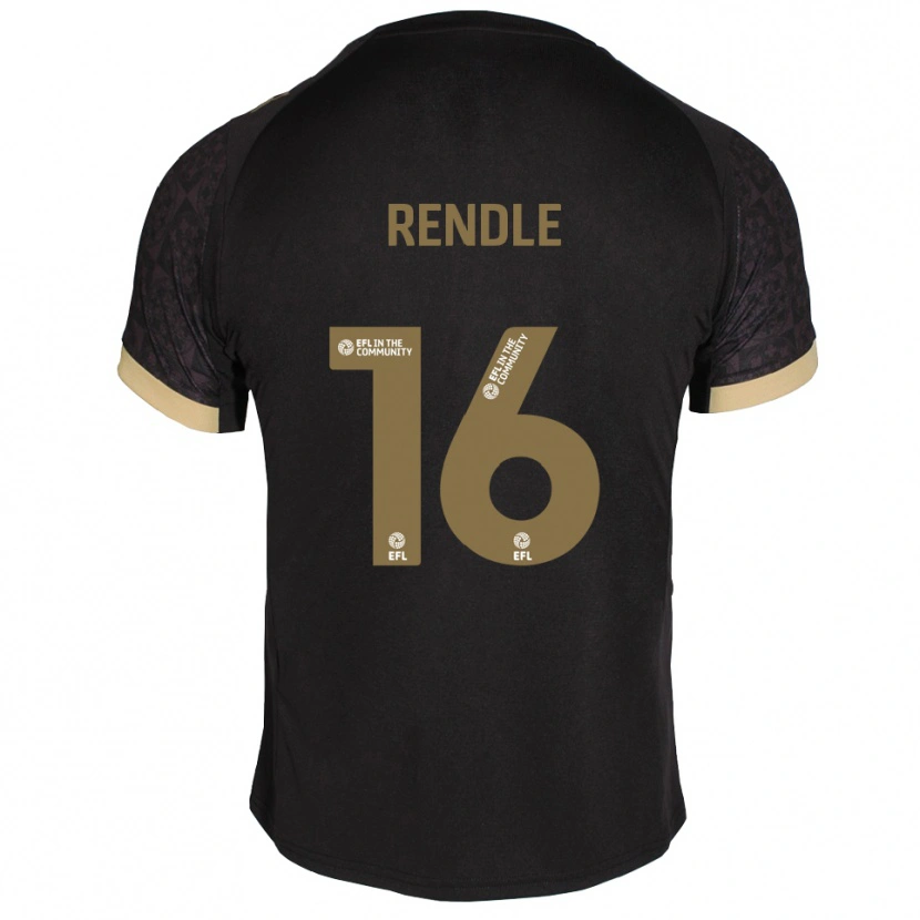 Danxen Mulher Camisola Jared Rendle #16 Preto Dourado Alternativa 2025/26 Camisa