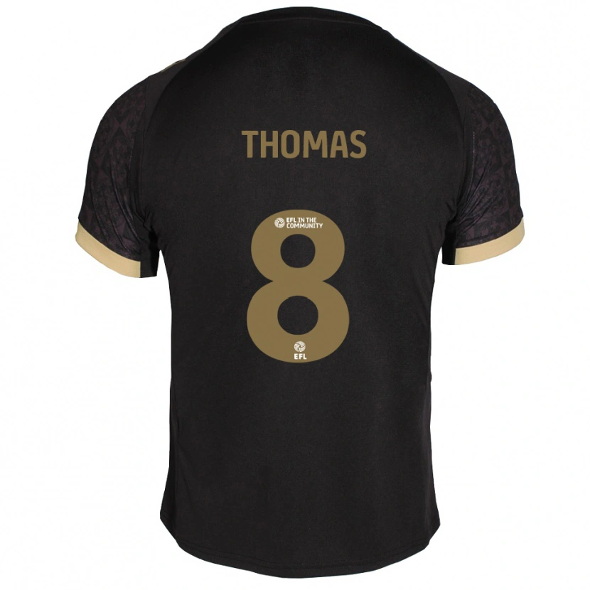 Danxen Mulher Camisola Lewis Thomas #8 Preto Dourado Alternativa 2025/26 Camisa