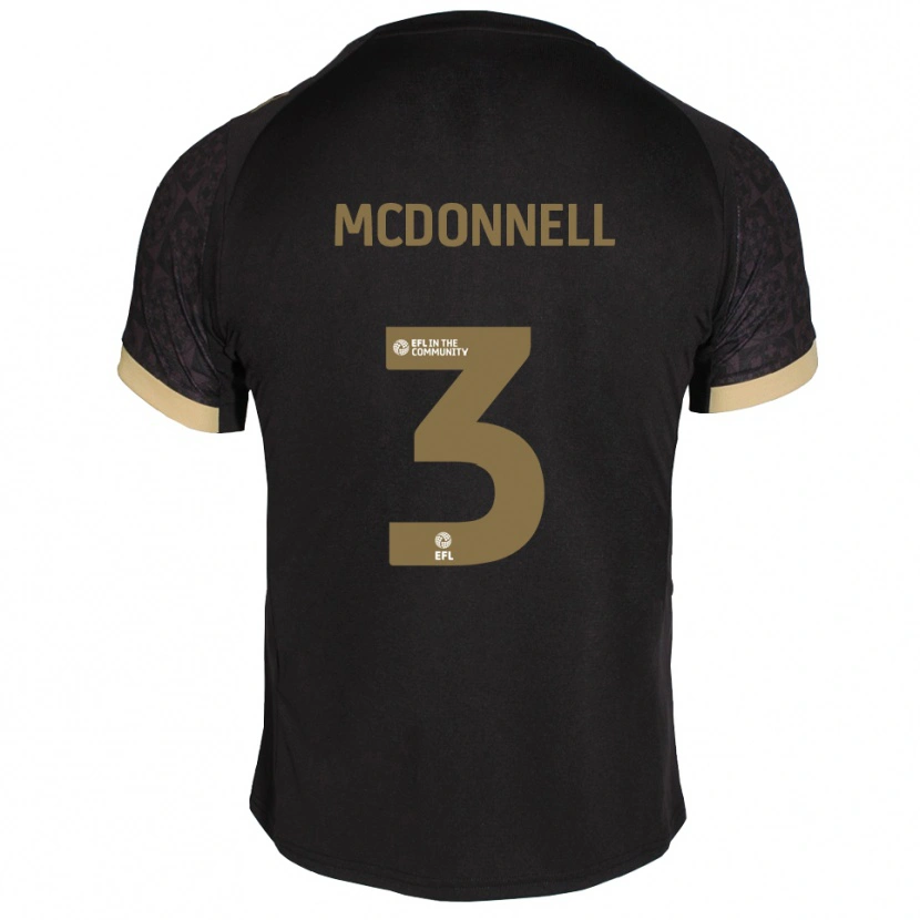 Danxen Mulher Camisola Rosie Mcdonnell #3 Preto Dourado Alternativa 2025/26 Camisa
