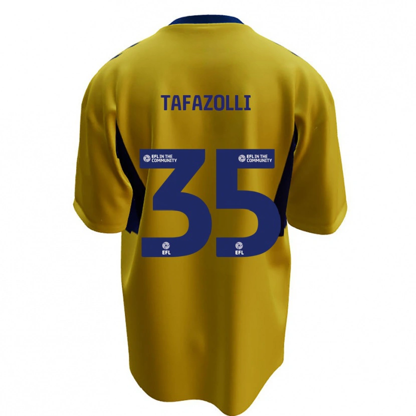 Danxen Mulher Camisola Ryan Tafazolli #35 Amarelo Azul Alternativa 2025/26 Camisa